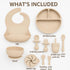 Generic Set, Baby Feeding Silicone Suction Bowl, Spoon, Cup and Bib, BPA-Free Baby Essentials (Beige)