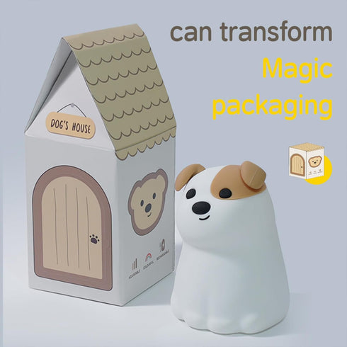 Dog Night Light with Timer - Warm Light Touch Control Bedside Lamp, Squishy Soft Silicone Cute Puppy Nightlight