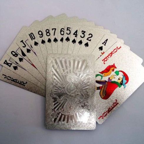 IvyMei 2 Pack Waterproof Dragon Playing Cards, Silver Foil Plastic PVC Poker Cards, High Flexible
