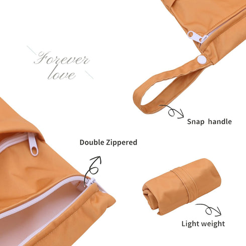 3pcs 3L-ZM11 ALVABABY Cloth Diaper Wet Dry Bags Waterproof Reusable with Two Zippered Pockets Travel Beach Pool Daycare