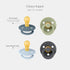 4-Pack 1 (0-6 BIBS Pacifiers - Colour | BPA Free Baby Pacifier | Round Nipple Binkies | Natural Rubber Latex Soother |