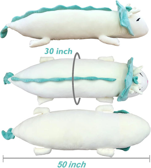 Hofun4U Dragon Plush Pillow, 50 Inch Stuffed Animals, Christmas Birthday Gift for Kids and Adults