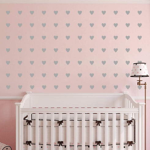 2 inch x 100 Pieces DIY Heart Wall Decal Vinyl Sticker, Removable Nursery Decoration for Kids Bedroom (Gray)