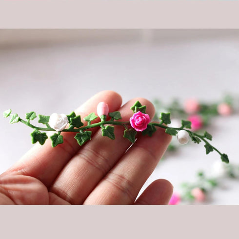 Aorvoras (4PCS) Dollhouse Vines - Miniature Rose Flower Vine for Fairy Garden Decoration