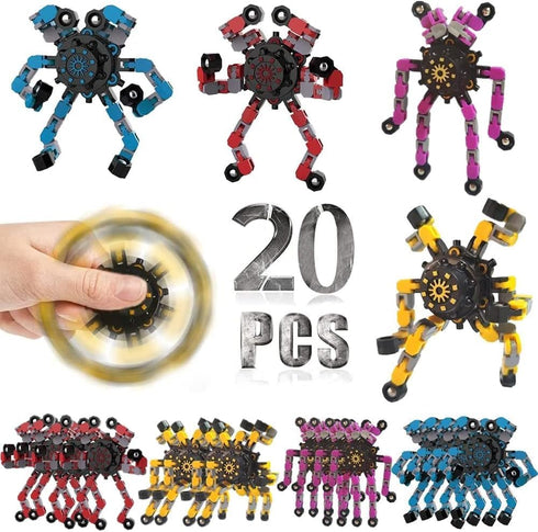 DUBANJOWE 20 Pcs Fidget Spinners Toys for Kids & Adults, Deformable Robot Transformable
