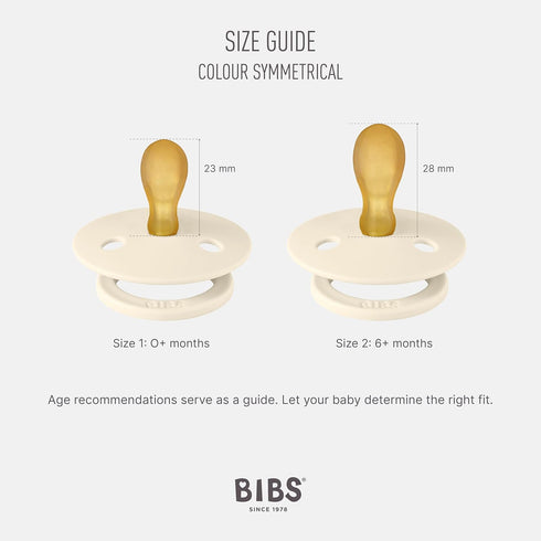 0-6 Set 2 Symmetrical 0-6 BIBS Pacifiers Months | of Colour Pacifier with Nipples | BPA-Free Natural Rubber | Made