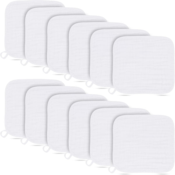 Baby Washcloths -100% Cotton Muslin Soft Baby Bath Wash Cloths and Absorbent