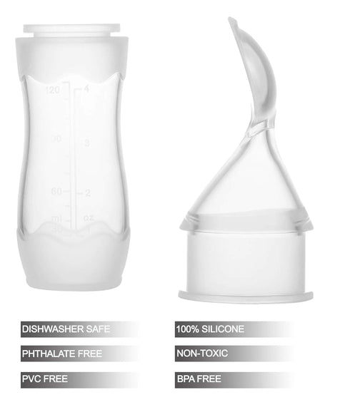 PandaEar (2 Pack) Silicone Baby Food Dispensing Spoon, 4 oz Infant Fruit Squeeze Feeder for Travel Friendly Use