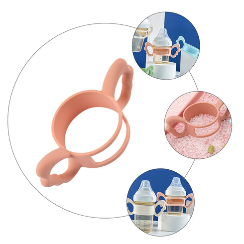 Milk Bottle Handle and Feeder Handle for Wide Mouth Bottles Portable Silicone Compatible Accessory for Newborns
