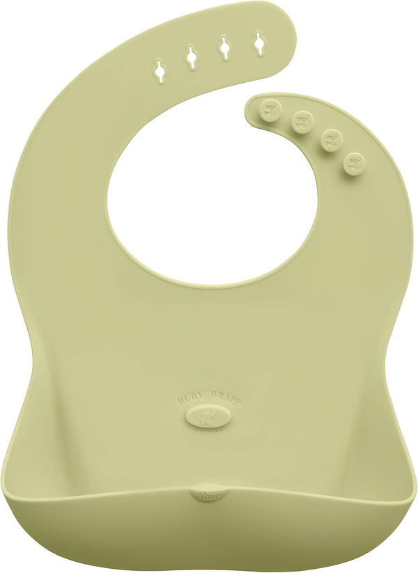 Abiie Ruby Wrapp Silicone Bibs for Babies, Waterproof and Stain Resistant Toddler Bibs with Front Pocket