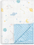 Outer Space Baby Blankets for Boys, Soft Nursery Minky Blankets with Muslin