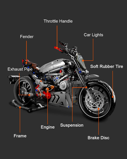 dOvOb Motorcycle Building Blocks Set, 827 Pieces, Compatible with Major Brands