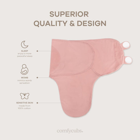 3 Pack 100% 0-3 Mulberry Comfy Cubs Easy Swaddle Blanket, - Cotton Newborn Wrap, Small for Months Infants, Breathable