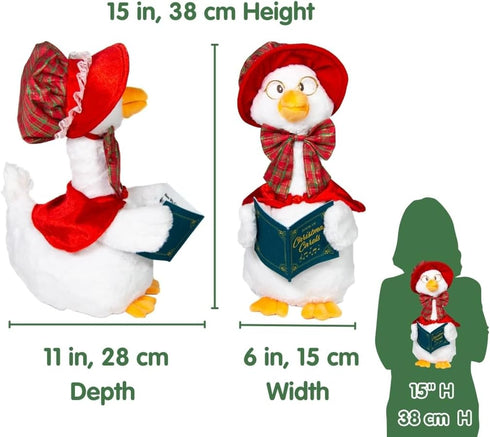 14 inches Cuddle Barn - Carolin' Mother Goose | Animated Musical Singing Christmas Caroling Soft Plush Toy