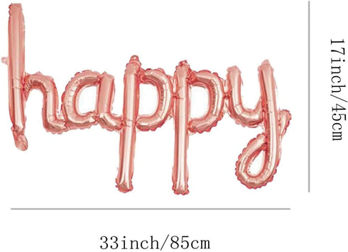 Happy Birthday Balloons Banner - 16 Inch Mylar Foil Letters for Kids and Adults, Reusable Ecofriendly Material