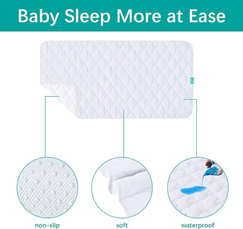 2 Pack 28" 52",Non-Slip Waterproof Crib Mattress Protector Pad x & Absorbent Mattress Pad for Baby Standard Crib/Bed
