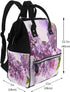 FHEDVBN Backpack Mummy Backpacks Daypack Lilac Flowers Diaper Bag for Women Multifunction Waterproof for Mom Dad, Large