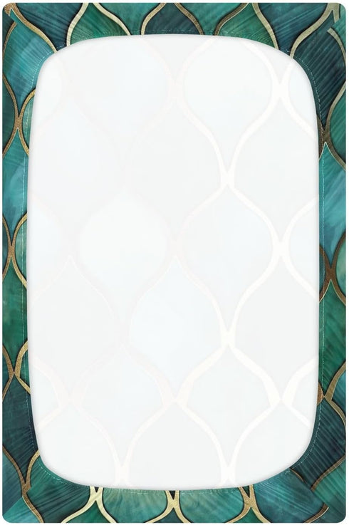 Haskirky 27 39 inches Green Gold Scales Baby Crib Sheets for Boys Girls Soft Breathable Elasticity Fitted Unisex Crib
