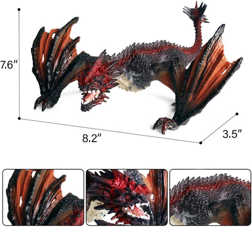 8" Dragon Toy Figure, Realistic Plastic Ancient Mythological Fire Creature Model for Kids and Adults