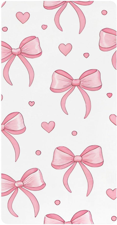 CZXW Pink Bows Hearts Crib Sheets Fitted 52" x 28" Natural Cotton Soft