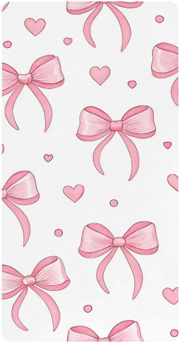 CZXW Pink Bows Hearts Crib Sheets Fitted 52" x 28" Natural Cotton Soft