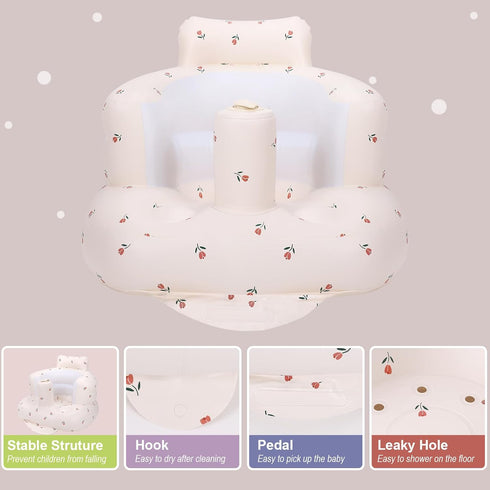3 Summer AirSwim Inflatable Baby Chair, Inflatable Baby Seat for Babies Months and Up, Blow Up Chair with Built in Air