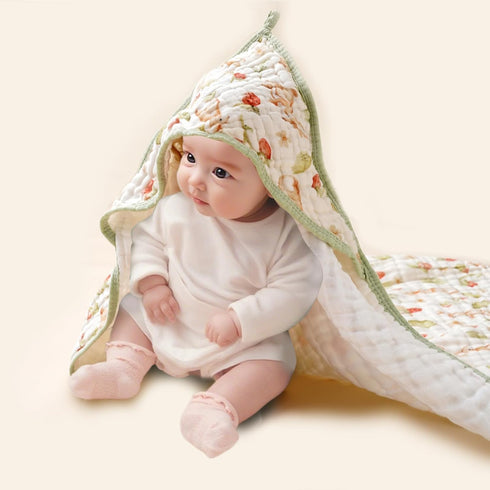 CoolaPeach Towels,2 Pack 31.5x31.5Inch,Hooded Muslin Hooded Baby Baby Bath Towels,Large Towels for Baby