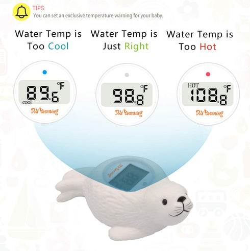 Doli Yearning Upgrade Baby Bath Thermometer, Room Temperature Water Thermometer for Kids' Bathroom Safety (Seal Shape)