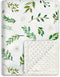 BORITAR Floral Leaf Baby Blanket - Super Soft Double Layer Minky with Dotted Backing, 30 x 40 Inch for Nursery