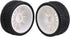 Mxfans 12mm Hex White Plastic 10-Spoke Wheel Rims & Black Fish Pattern Rubber Tires for RC 1:10 On Road Racing Car Pack of 4