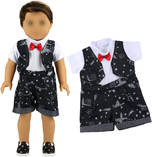 Barwa Boy Doll Clothes, 5 Sets, 2 Pairs Shoes, 1 Pair Glasses for 18 Inch Boy Dolls