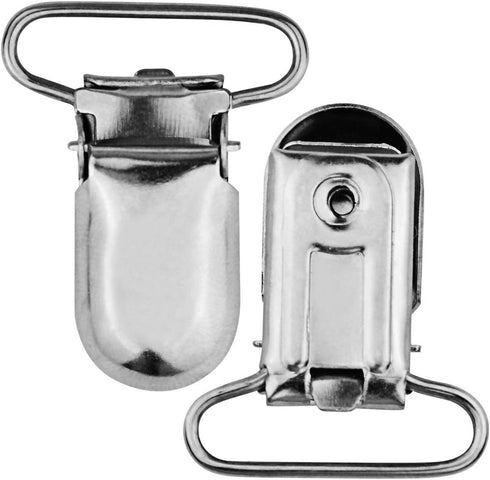 Marrywindix 50pcs 1" Pacifier Suspender Clips, Pacifier Clips for Making Pacifier Holders Bib Clips Toy Holder Silver