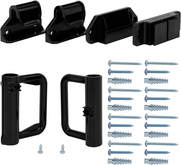 Retractable Baby Gate Replacement Parts Kit, Black, Full Set Wall Mounting Accessories with Cat Door