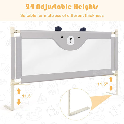 57-in (57 INCH, HONEY JOY Bed Rail for Toddlers, Extra Long, Portable Safety Bed Guardrail w/Double Safety Child Lock