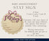 Personalized Baby Girl Birth Announcement Stat Sign with Bow Custom Round Wooden Name Plaque with Scalloped Edge
