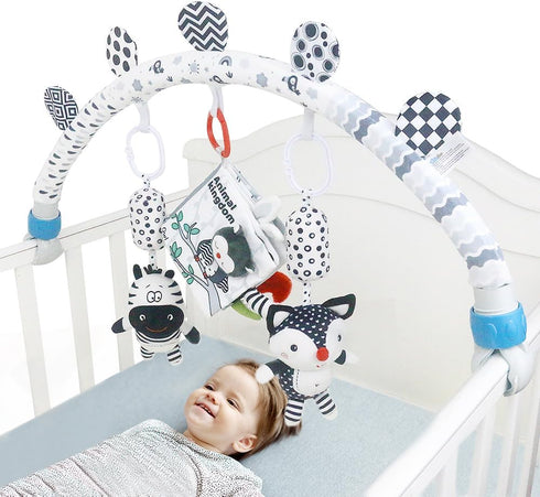Caterbee Baby Activity Travel Mobile Arch Toy, Black and White Crib Toys (Animal)