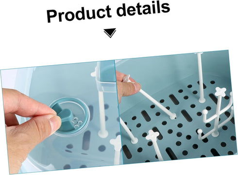 NUOBESTY Baby Bottle Drying Rack with Cover Portable Nursing Bottle Storage Box Baby Bottle Holder Dinnerware Organizer