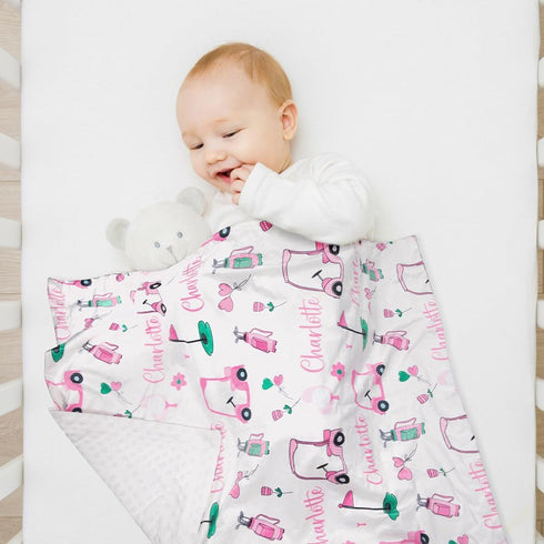 Personalized Custom Baby Swaddle Blanket - Newborn to Infant Throw Blanket with Name, Golf, Fleece & Soft Materials