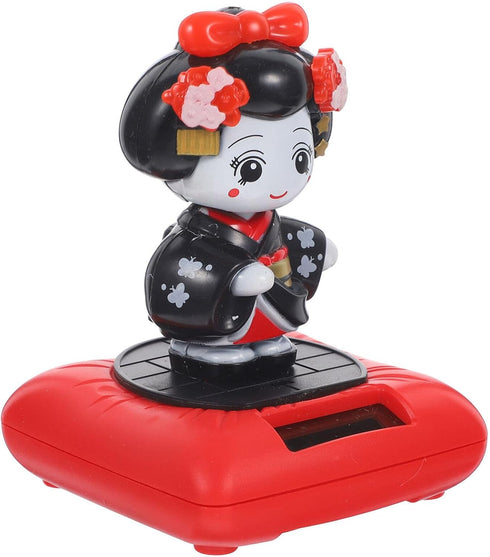 Kimono Solar Dancers Japanese Kimono Girl Sculpture, Dancing Solar Powered Geisha Figurine for Car Interior Decor