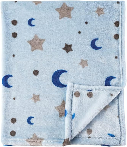 30"x36" Bunnikins & Clover Lightweight Plush Flannel Baby Blanket Super Soft for Boys and Girls, Kids Floral Fleece