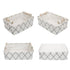 Decorative Rectangular Fabric Storage Bin Organizer Basket with Wooden Handles for Clothes, 12.6x8.7x4.7 inch, White