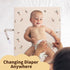 Vegan Leather Portable Changing Pad, Waterproof Compact Baby Mat, Foldable Travel Diaper Pad, Olive Branch with Strap,