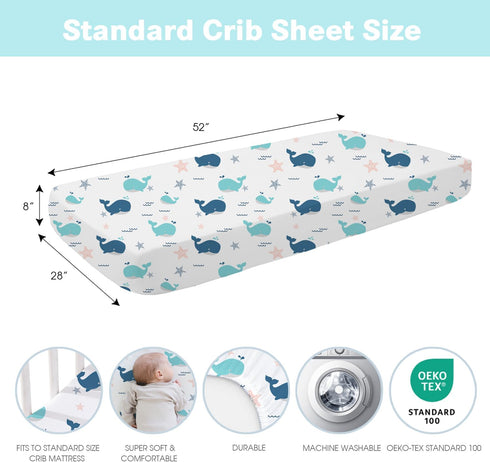 2 Pack 28x52 Little Grape Land Crib Sheets Baby Toddler Sheets Fitted for Boys Girls, Standard Size Crib Mattress