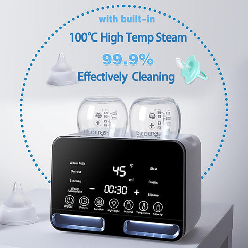 48H 10-in-1 Preset, Baby Bottle Warmer All Bottles Water Bath Warming Constant Thermostat Mode, Milk Warmer Steamer