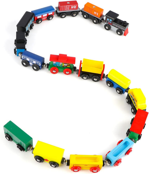 Set 16 Set Set Wondertoys Wooden Train PCS Train Toys Magnetic Includes Storage Bag - Wooden Track Accessories - Wooden