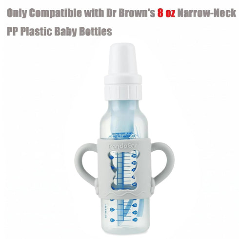 4 Pack 8 oz/250 ml PandaEar Silicone Baby Bottle Handles Compatible with Dr Brown Narrow Baby Bottles, Baby Feeding