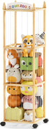 54" Stuffed Animals Storage with Wheels, Rolling Toy Organizer, Stuffed Animal Zoo Storage, Space Save Plushie Holder