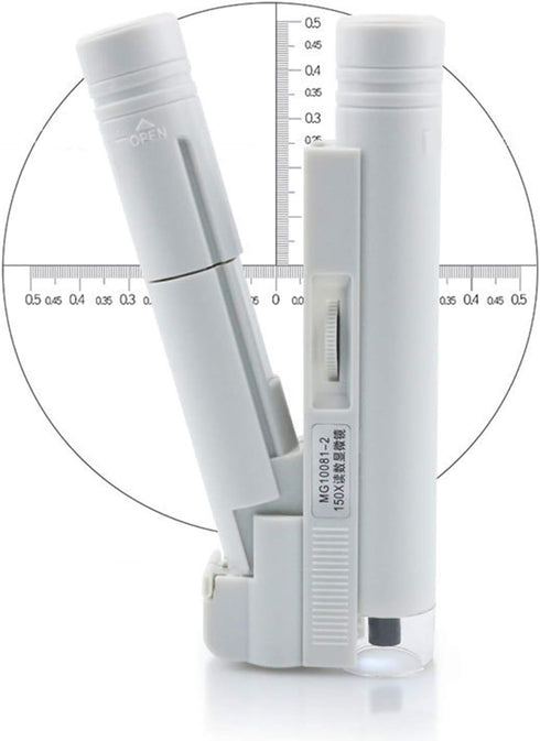 FAMKIT 150X Microscope with Scale, Portable LED Lighted High Magnification Pocket Microscope