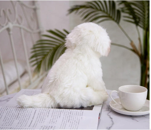 Tiny Heart Simulation Maltese Dog Plush Toys, Realistic 10inch Stuffed Animal for Kids Birthday Gifts and Home Decor