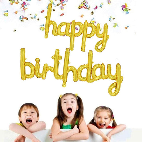 BEISHIDA Gold Happy Birthday Balloons Banner, 16 Inch Mylar Foil Birthday Letters Sign for Party Decorations